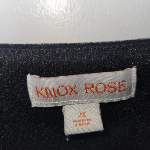 Knox Rose Black Velvet Flutter Sleeve Tie Front Top - Picture 2 of 6